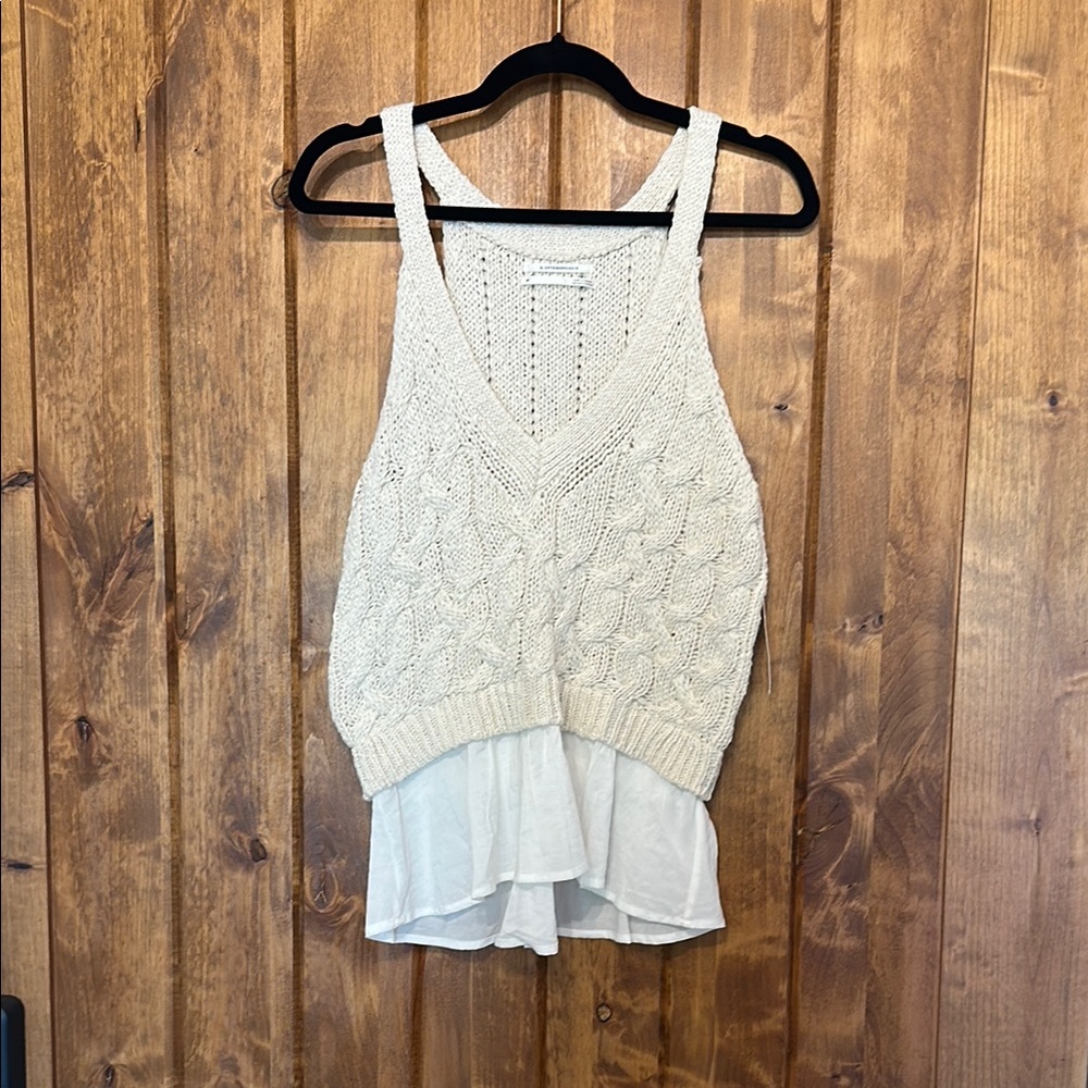 Anthropologie Cream Knit Tank Top
